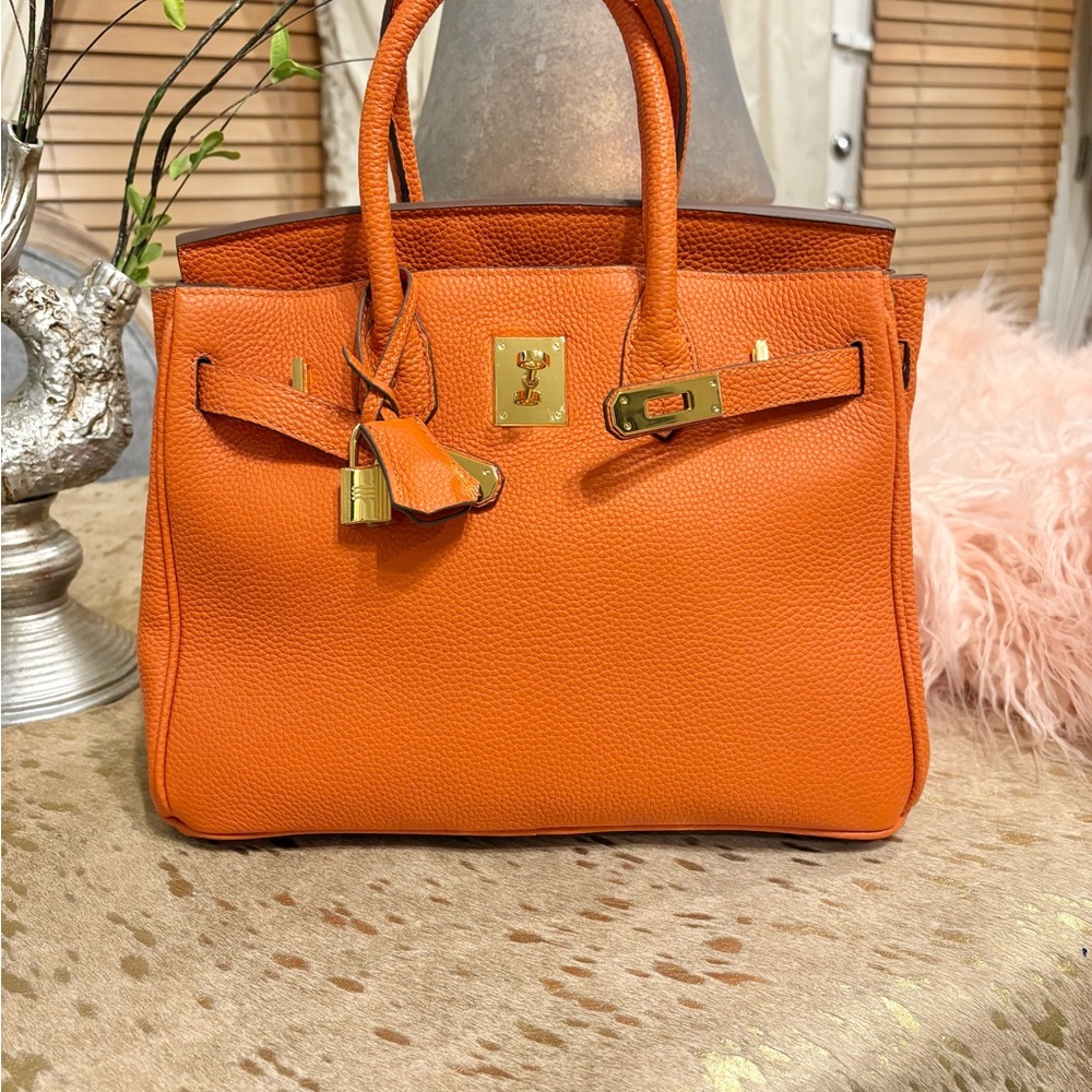 Orange Leather Handbag - Picture 2 of 7